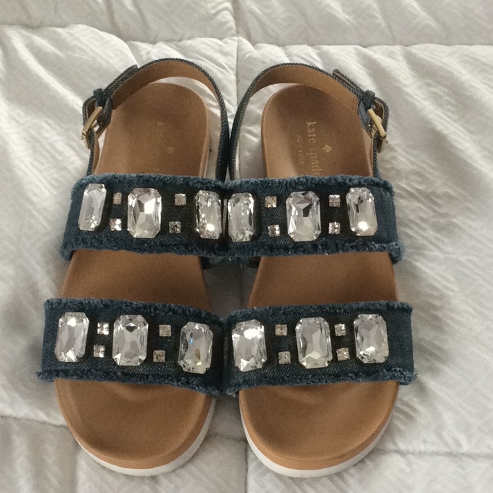 Kate Spade Karla Denim Crystal Sandals SALE